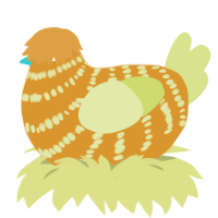 A orange and lemon chicken with a bar pattern