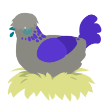 A ash and indigo chicken with a neck-speckle pattern
