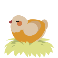 A orange and beige chicken with a head pattern