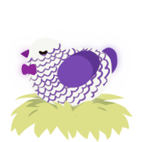A silver and indigo chicken with a lace pattern
