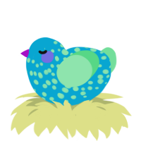 A cerulean and spring chicken with a speckle pattern