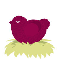 A maroon chicken with a lace pattern
