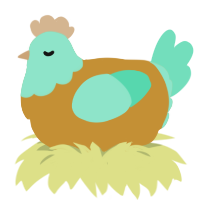 A gold and mint chicken with a head pattern