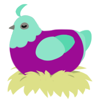 Grape Mint, a plum and mint chicken with a head pattern