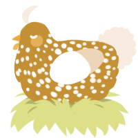 A gold and cream chicken with a speckle pattern