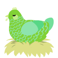 A grass and spring chicken with a lace pattern