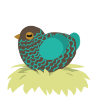 A bark and turquoise chicken with a lace pattern