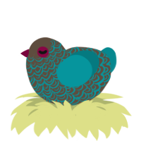 A bark and teal chicken with a double-lace pattern