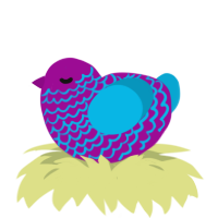 A plum and cerulean chicken with a lace pattern