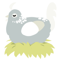 A silver and white chicken with a neck-speckle pattern