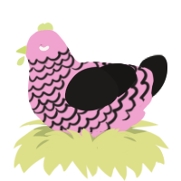A pink and sable chicken with a lace pattern