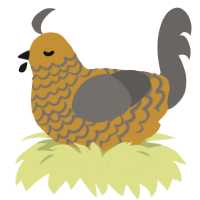 A gold and grey chicken with a lace pattern