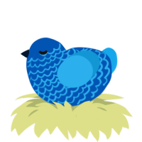 A ultramarine and sky chicken with a lace pattern