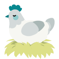 A white and silver chicken with a head pattern