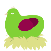 A grass and maroon chicken