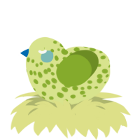 A lemon and chartreuse chicken with a speckle pattern