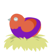 A violet and vermilion chicken with a head pattern
