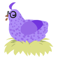 Lily Real, a lilac and blurple chicken with a speckle pattern