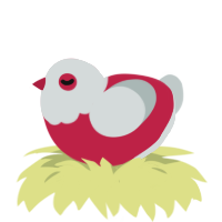 A crimson and silver chicken with a head pattern