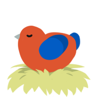 A vermilion and ultramarine chicken