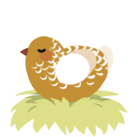 A gold and cream chicken with a half-lace pattern