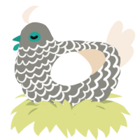A ash and cream chicken with a lace pattern