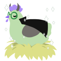 Aster, a gluppy and grey chicken