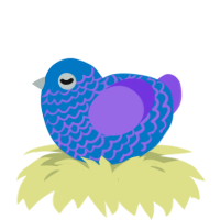 A sapphire and blurple chicken with a lace pattern