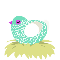 A mint and white chicken with a lace pattern