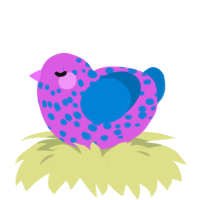 A orchid and sapphire chicken with a speckle pattern