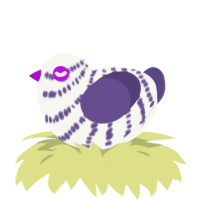 A white and overcast chicken with a bar pattern