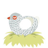 A silver and white chicken with a lace pattern