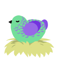 A spring and blurple chicken with a half-lace pattern