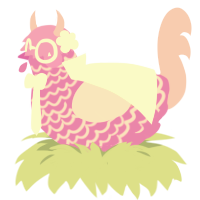 A orchid and pink chicken with a lace pattern