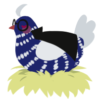 Jonker, a navy and mist chicken with a bar pattern