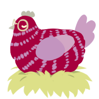 A spring and olive chicken with a bar pattern