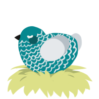 A teal and mist chicken with a lace pattern