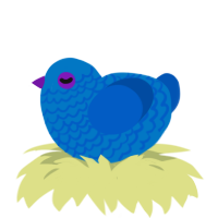 A sapphire and ultramarine chicken with a lace pattern