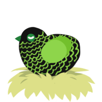 A black and grass chicken with a lace pattern