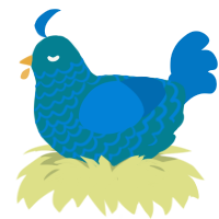 A sea and sapphire chicken with a lace pattern