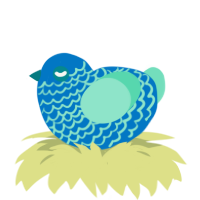 A sapphire and mint chicken with a lace pattern
