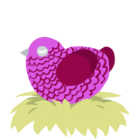 A orchid and maroon chicken with a lace pattern