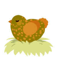 A olive and brown chicken with a speckle pattern