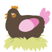 A bark and pink chicken