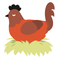 A vermilion and russet chicken with a head pattern