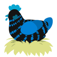 A black and sapphire chicken with a bar pattern