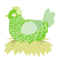 LimeBall, a grass and gluppy chicken with a lace pattern
