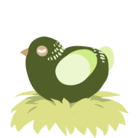 A olive and apple chicken with a neck-band pattern