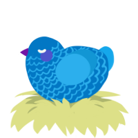 A sapphire and sky chicken with a lace pattern