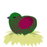 A leaf and maroon chicken with a lace pattern
